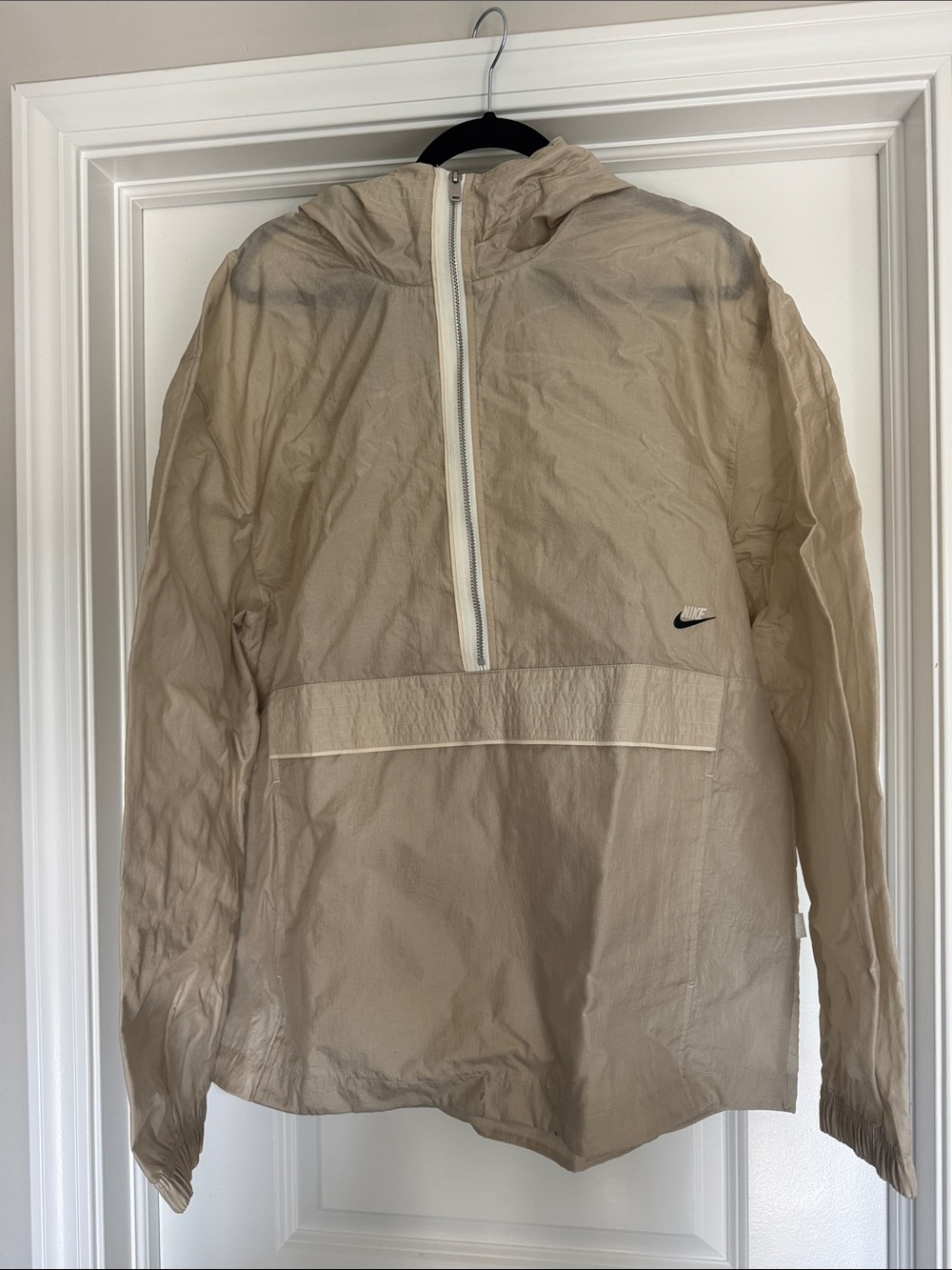 Nike Beige Pullover Windbreaker with Hood
